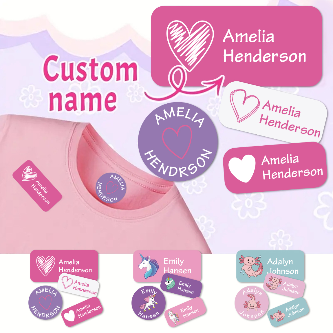 Baby Clothing Items Names - 2 Sheets 140PCS Personalized Name Stickers