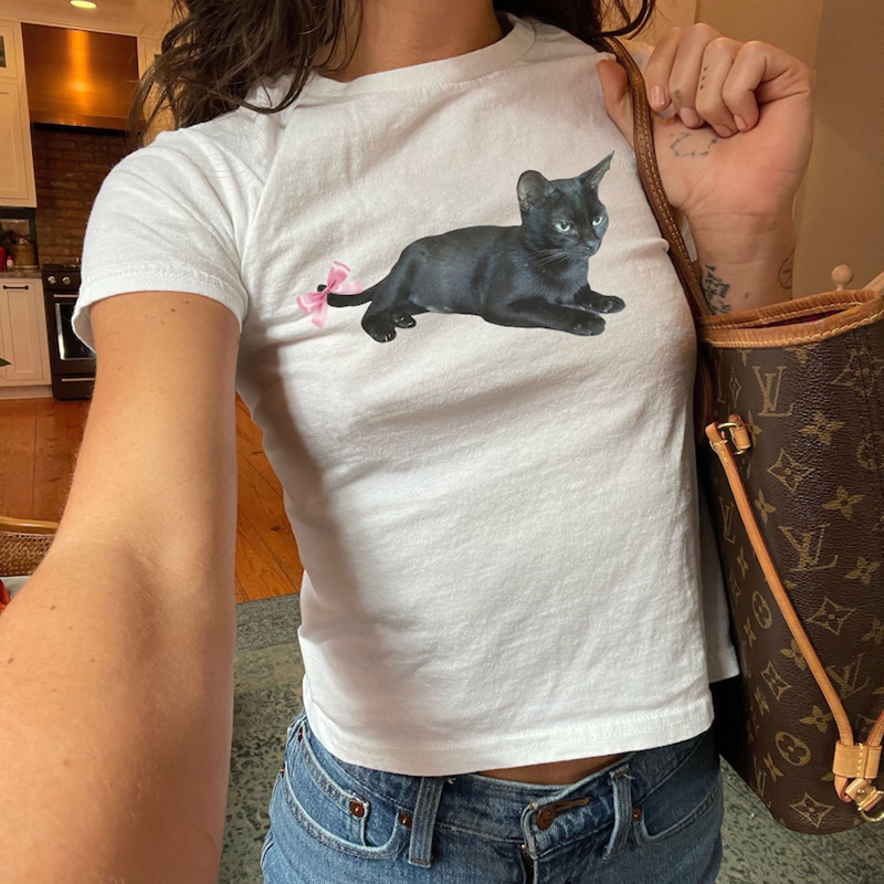 Cat With Bow Preppy Baby Tee C - Baby Y2K Clothing recensione e prezzo